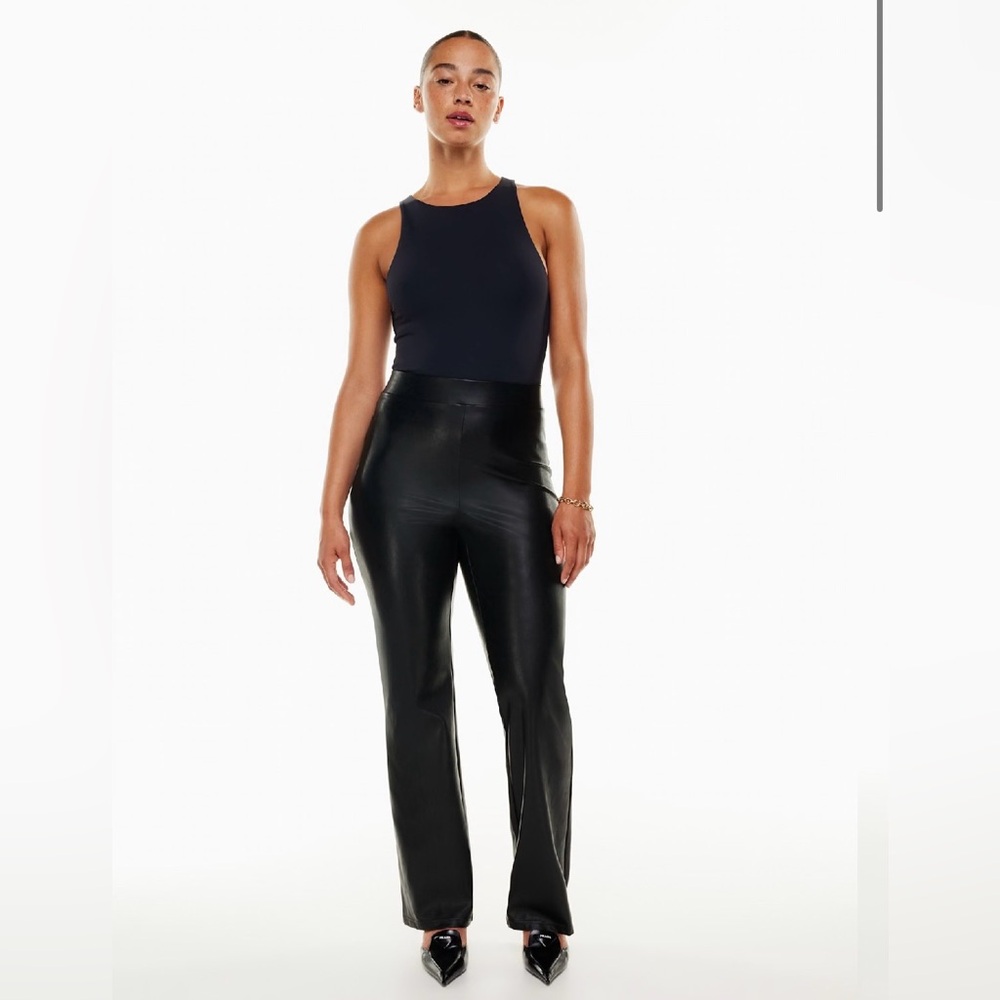 Aritzia Babaton Upstage Flare Japanese Vegan Leather Pants - High Rise‎ Black